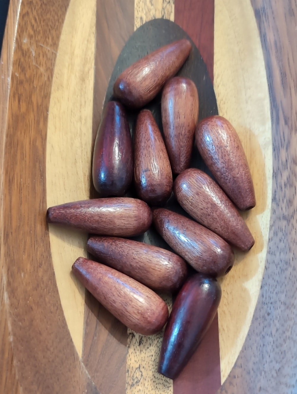 Handcrafted Brown Wood Teardrop Beads - Pack of 11